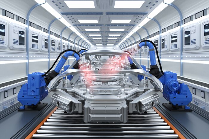 Automatisierte Produktionsanlage in der Automobilindustrie